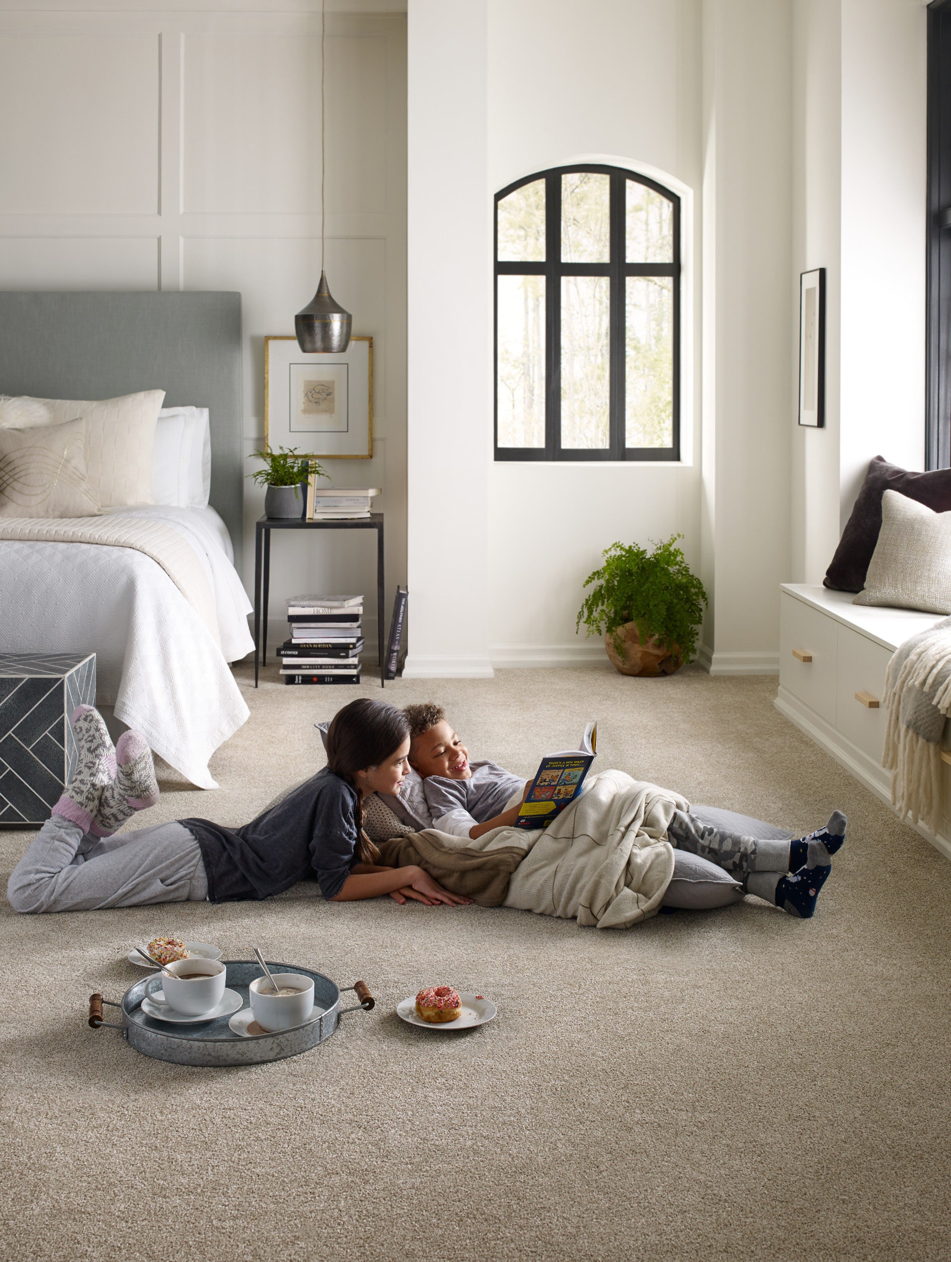 two happy kids on a carpet - bdflooringinc